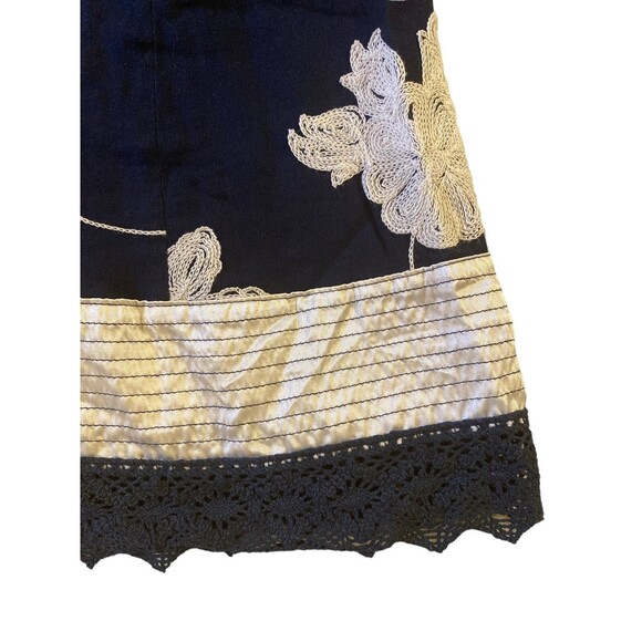 VARGA Dress Womens L Navy White Floral Embroidered Strappy Babydoll Graduation - Picture 5 of 9